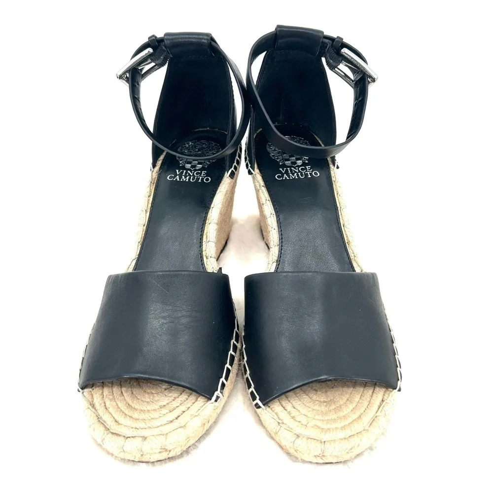 VINCE CAMUTO Women’s Size 10 Black Leera Espadrille Wedge Sandal